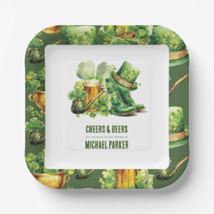 Cheers Beers Birthday St Patrick's Day Custom Pappteller