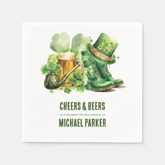 Cheers Beers Birthday St Patrick's Day Custom Serviette (Vorderseite)