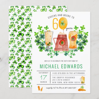 Cheers Beers Birthday St Patrick's Day Party Einladung