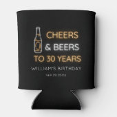Cheers & Beers bis 30 Jahre Neon Birthday Foto Dosenkühler (Rückseite)