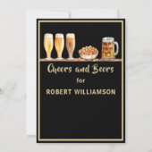 Cheers & Beers Black & Gold Bachelor Party Einladung (Rückseite)