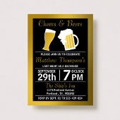 Cheers & Beers Black & Gold Bachelor Party Einladung