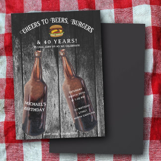 Cheers Beers Burgers 40. Bier-Geburtstagsfeier Einladung