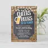 Cheers & Beers Gold Anker Rustikaler 50. Geburtsta Einladung (Stehend Vorderseite)