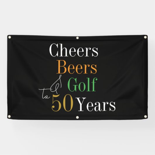 Cheers Beers Golf 50th Birthday Banner (Horizontal)