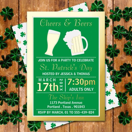 Cheers & Beers Kleeblatt St. Patrick's Day Party Folieneinladung