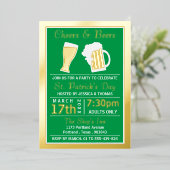 Cheers & Beers Kleeblatt St. Patrick's Day Party Folieneinladung (Stehend vorne)