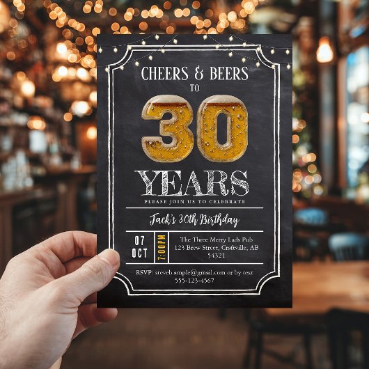 Cheers & Beers Men's 30th Birthday Invitation Einladung