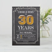 Cheers & Beers Men's 30th Birthday Invitation Einladung (Stehend Vorderseite)