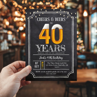 Cheers & Beers Men's 40th Birthday Invitation Einladung