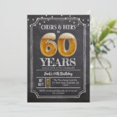 Cheers & Beers Men's 60th Birthday Invitation Einladung (Stehend Vorderseite)