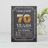 Cheers & Beers Men's 70th Birthday Invitation Einladung (Stehend Vorderseite)