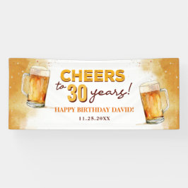 Cheers & Beers Mens Funny 30. Geburtstag Banner
