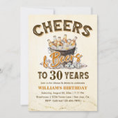 Cheers & Beers Mens Funny 30. Geburtstag Einladung (Vorderseite)