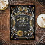 Cheers Beers Mens Funny Birthday Einladung<br><div class="desc">Feiern Sie den großen Tag mit Stil und Spaß mit diesem Vintagen Biergeburtsdesign. Die goldene Typografie ist elegant und erinnert an ein cooles Bierglas,  das ihm ein klassisches Retro-Vintages Ambiente verleiht. Ideal für den Mann (oder die Frau!) in deinem Leben,  der ihre Zwerge,  den Verkauf und andere Biere Liebe.</div>