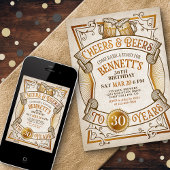 Cheers Beers Mens Funny Birthday Einladung