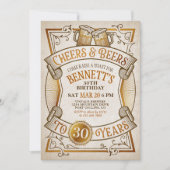 Cheers Beers Mens Funny Birthday Einladung (Vorderseite)