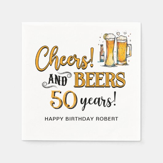 Cheers & Beers Mens Funny Birthday Serviette (Vorderseite)