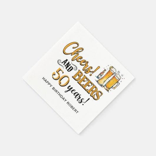 Cheers & Beers Mens Funny Birthday Serviette (Ecke)