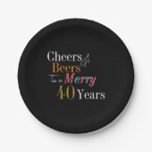 Cheers Beers Merry 40th Christmas Birthday Party Pappteller (Vorderseite)