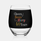 Cheers Beers Merry 40th Christmas Birthday Party Weinglas Ohne Stiel (Rückseite)