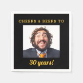 Cheers & Beers Milestone Geburtstags-Foto Keepake Serviette (Vorderseite)