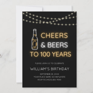 Cheers & Beers Neon-Schild 100. Geburtstag Foto Einladung