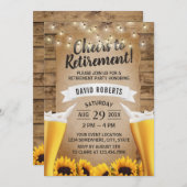 Cheers Beers Rustic Sunflowers Rtirement Party Einladung (Vorne/Hinten)