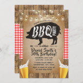Cheers & Beers Rustikale GRILLEN Geburtstagsparty Einladung (Vorne/Hinten)