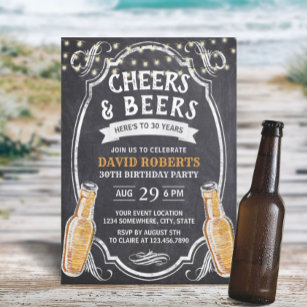 Cheers & Beers Rustikale Halbpension 30. Geburtsta Einladung