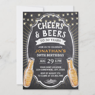 Cheers & Beers Rustikale Halbpension 50. Geburtsta Einladung