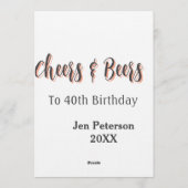 Cheers & beers to 40th birthday gray name year sin einladung (Rückseite)
