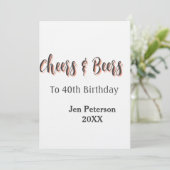 Cheers & beers to 40th birthday gray name year sin einladung (Stehend Vorderseite)