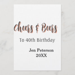 Cheers & beers to 40th birthday gray name year sin einladung
