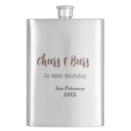 Cheers & beers to 40th birthday gray name year sin flachmann