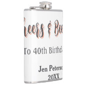 Cheers & beers to 40th birthday gray name year sin flachmann (Rechts)