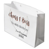 Cheers & beers to 40th birthday gray name year sin große geschenktüte (Rückseite Schrägansicht)