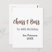 Cheers & beers to 40th birthday gray name year sin postkarte (Vorne/Hinten)
