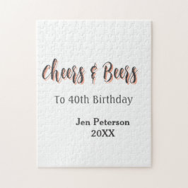 Cheers & beers to 40th birthday gray name year sin puzzle