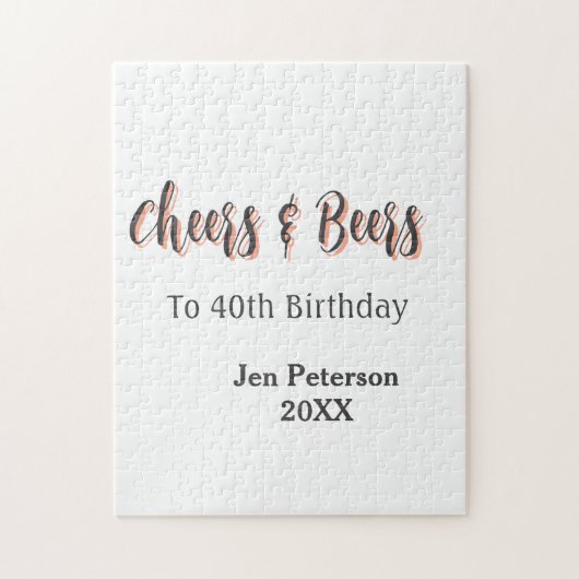 Cheers & beers to 40th birthday gray name year sin puzzle (Vertikal)