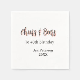 Cheers & beers to 40th birthday gray name year sin serviette