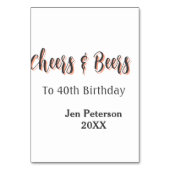 Cheers & beers to 40th birthday gray name year sin tischnummer (Rückseite)