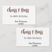 Cheers & beers to 40th birthday gray name year sin visitenkarte (Vorne/Hinten)