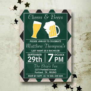 Cheers & Beers Trendy Green Bachelor Party Einladung