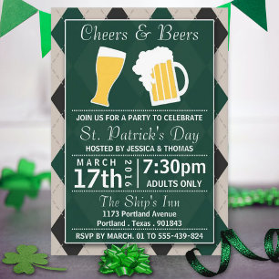 Cheers & Beers Trendy St. Patrick's Day Party Einladung