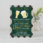 Cheers & Beers Trendy St. Patrick's Day Party Real Folieneinladung (Stehend vorne)