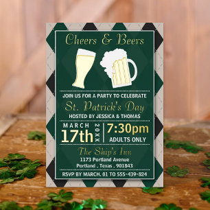 Cheers & Beers Trendy St. Patrick's Day Party Real Folieneinladung