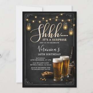 Cheers & Beers Überraschung Erwachsene 50. Geburts Einladung
