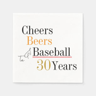 Cheers Beers und Baseball 30. Geburtstag Party Serviette