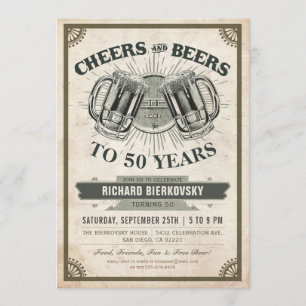 Cheers & Beers Vintage Geburtstagseinladung Einladung